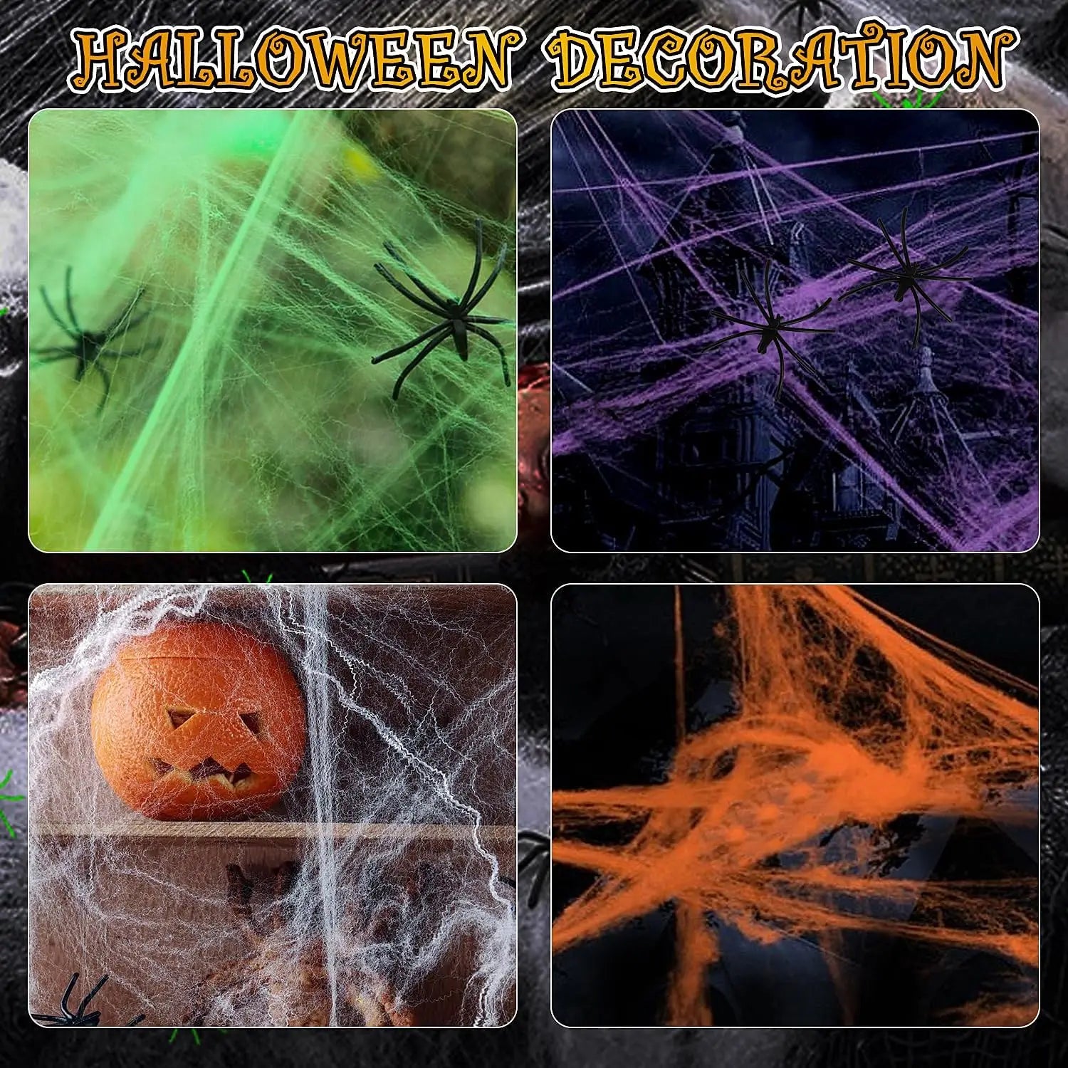 Artificial Spider Web Halloween Decoration Scary Party Scene Props White Stretchy Cobweb Horror House