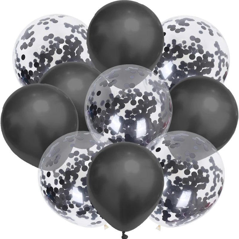 10pc Confetti Balloons Chrome Metallic Latex Transparent Helium Balloon