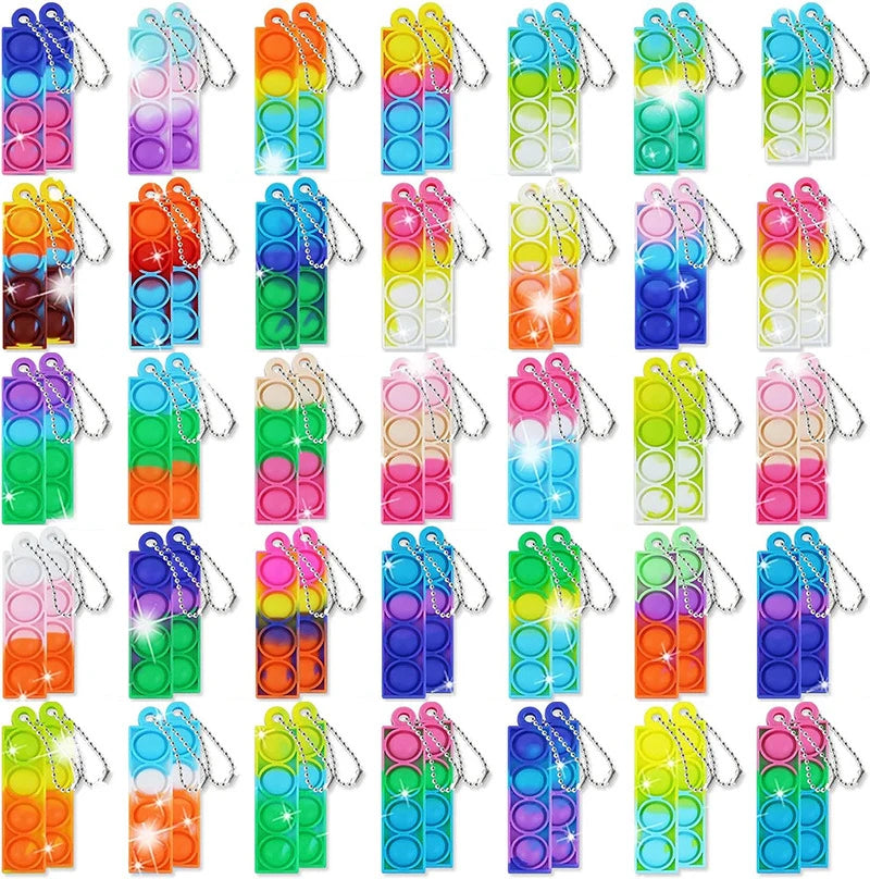 20PCS Mini Pop Fidget Keychain Stress Relief Toys for Kids Birthday Party Favors