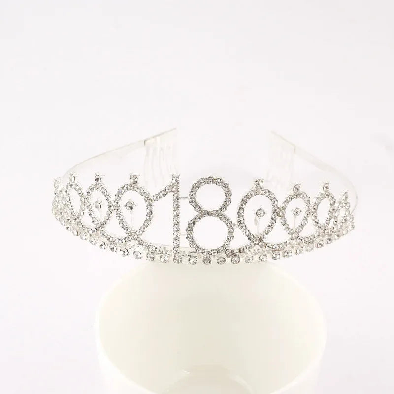 Sweet 13 16 18 Birthday Tiara Crown Headband Silver Gold Pink for Girls Happy 13th 16th 18th Birthday