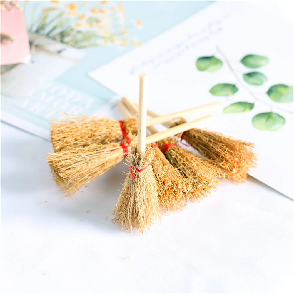 Mini Broom Witch Straw Brooms DIY Hanging Ornaments for Halloween Party Decoration