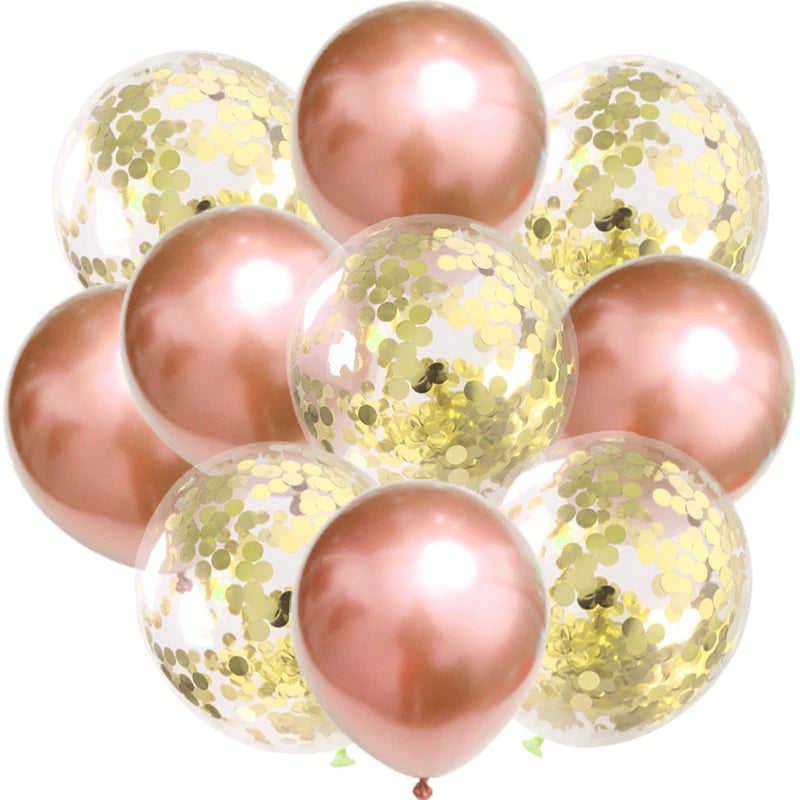 10pc Confetti Balloons Chrome Metallic Latex Transparent Helium Balloon