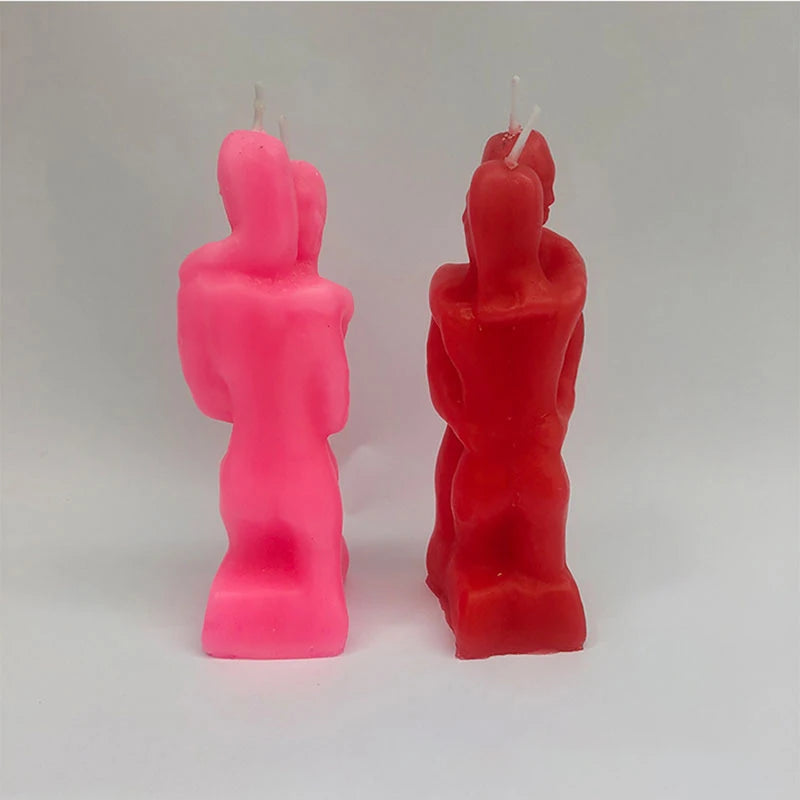 Male And Female Couple Embracing Candles Decoration Lovers Couple Candle Love Ritual Fall In Love With Me Spell, Red, Pink