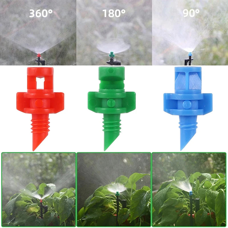 100Pcs 90°180°360°  Micro Nozzles Garden Greenhouse Drip Irrigation Sprinkler