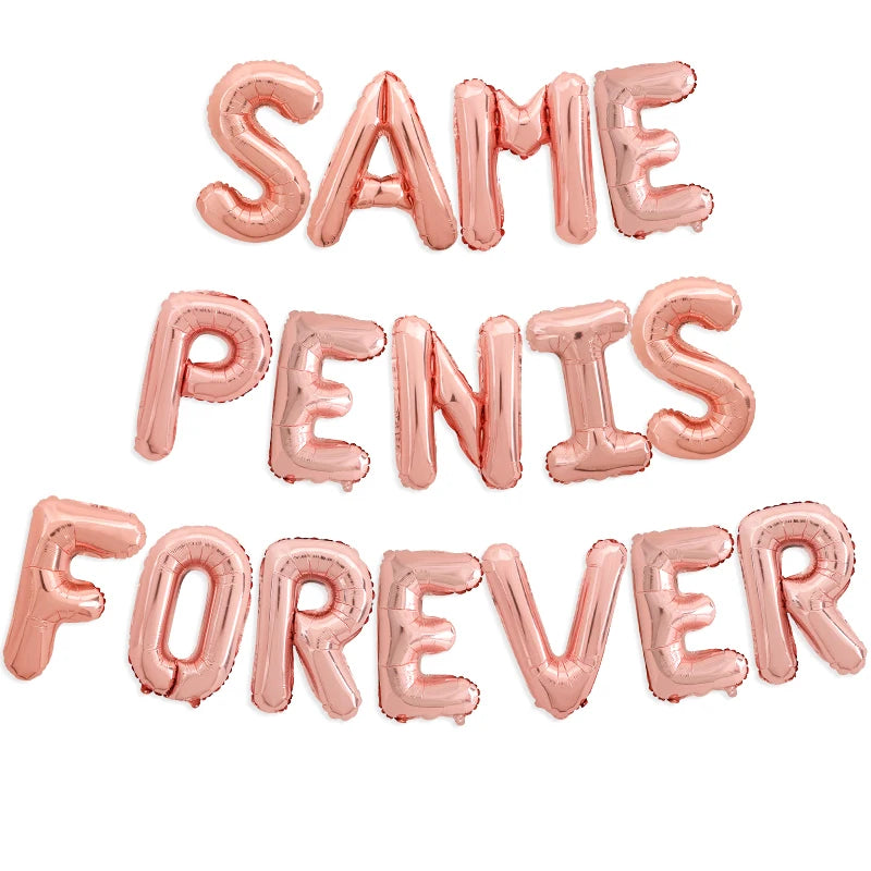 16pcs Same Penis Forever Foil Letter Balloons Bachelorette Hen Party Accessories