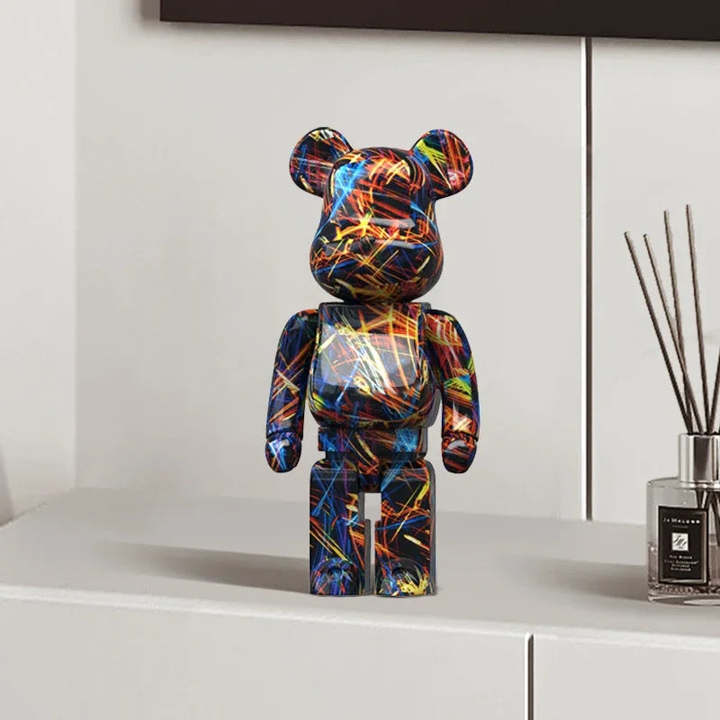 27cm New Graffiti Bear Figurine Home Decoration Animal Abstract Ornaments Storage Money Jar Modern Room Sculpture Table Decor