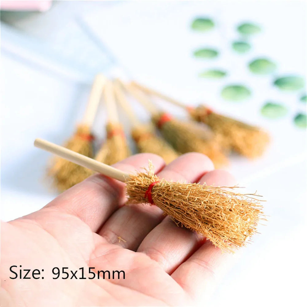 Mini Broom Witch Straw Brooms DIY Hanging Ornaments for Halloween Party Decoration