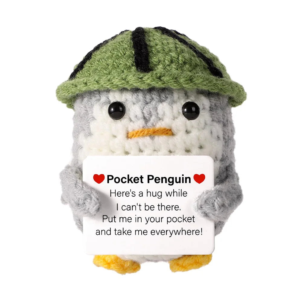 Cute Positive Energy Penguin Doll with Encouraging Card Knitted Penguin dolls