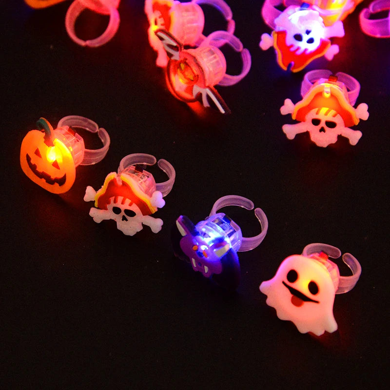 LED Light Halloween Ring Glowing Pumpkin Ghost Skull Rings Halloween Christmas Party