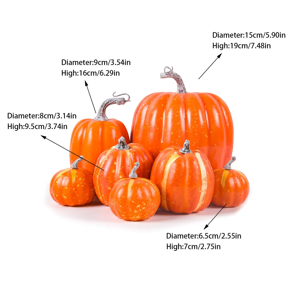 Thanksgiving Artificial Pumpkins Sets Assorted Big and Small Pumpkins