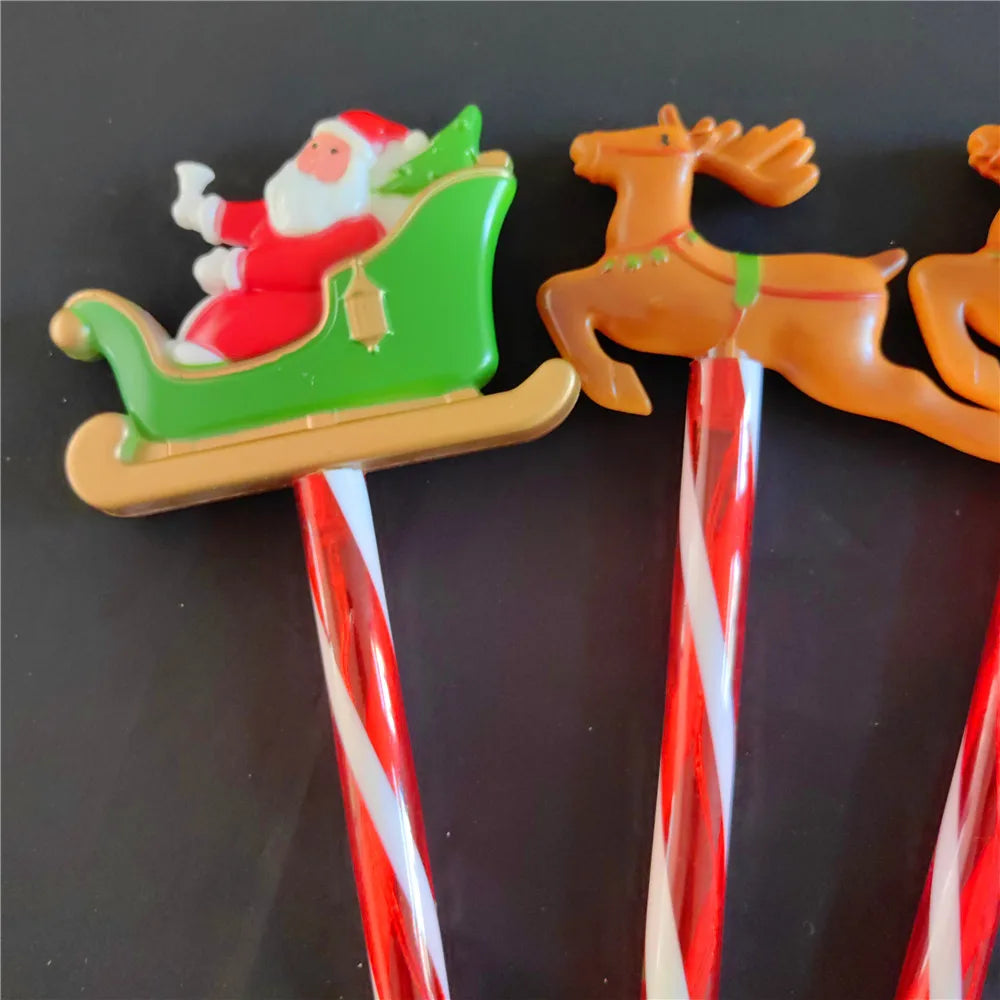 5pcs Solar Christmas Lights Santa Sleigh and Reindeer Lawn Stake Decoration Set