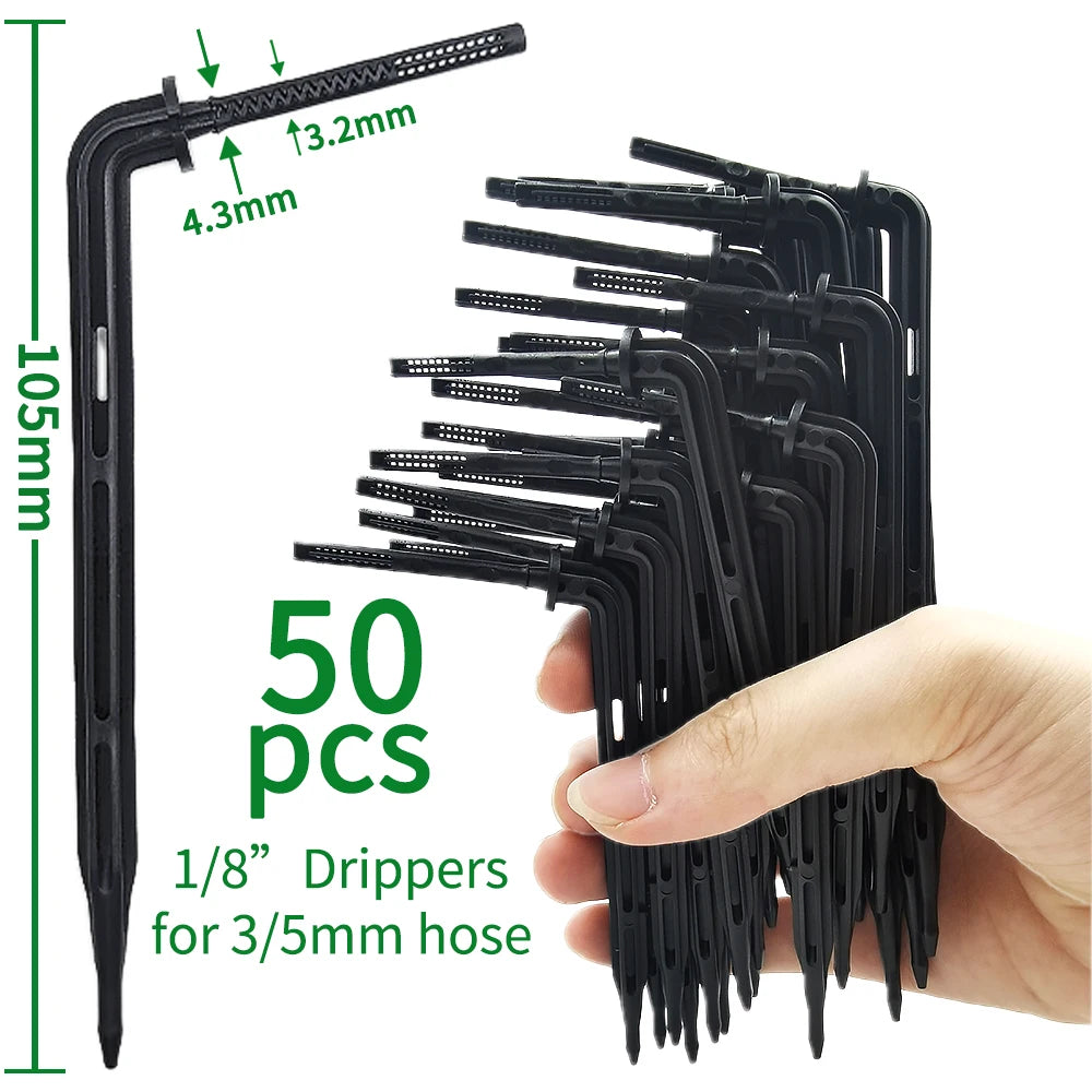 Oasis 50PCS Plastic Barbed 3-Way Tee Connector for 3/5mm Tubing Watering Pipe Hose Couplings Micro Drip Irrigation Garden Tools