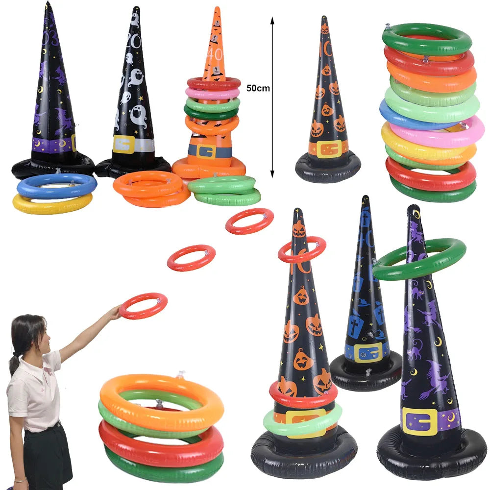 Halloween Games Inflatable Witch Hat Ring Toss Game Halloween Inflatable Ring Toss Game Halloween