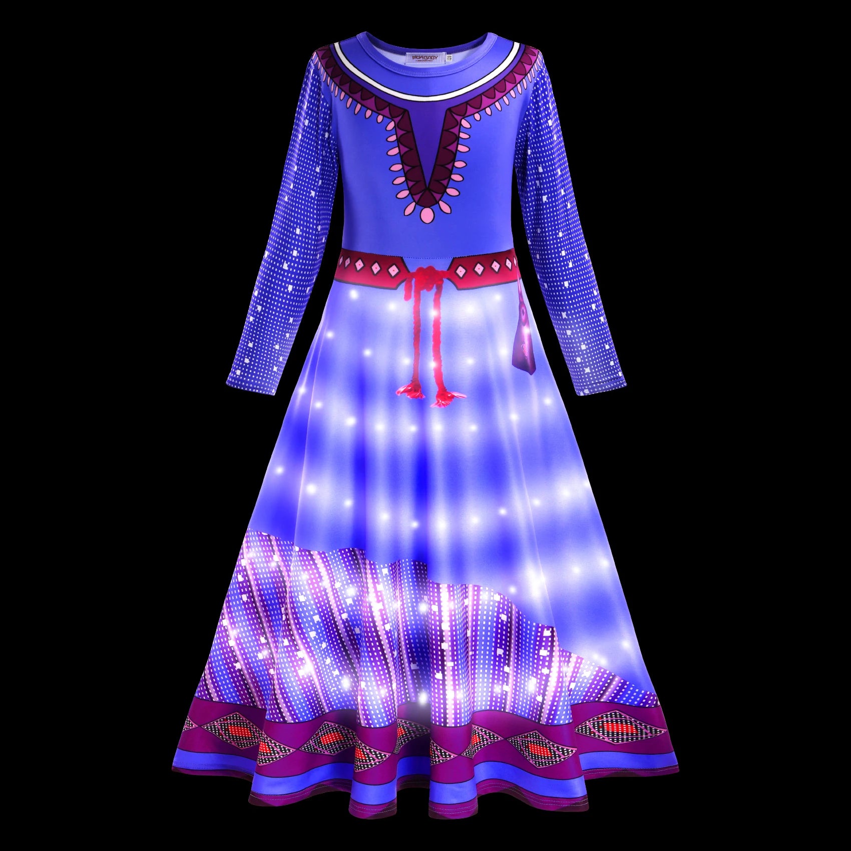 Disney New Movie Wish Asha Kids Halloween Cosplay Girls Princess LED Light Up Dress Masquerade Party Clothes