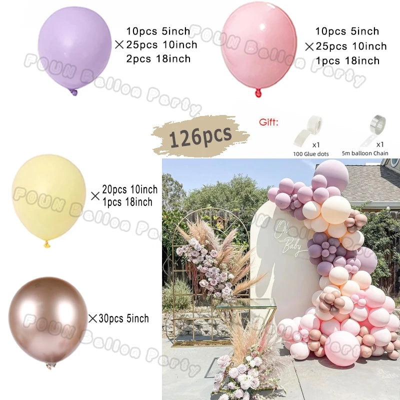 Pink Balloon Garland Arch Kit Birthday Party Decorations Kids Birthday Foil White Gold Balloon