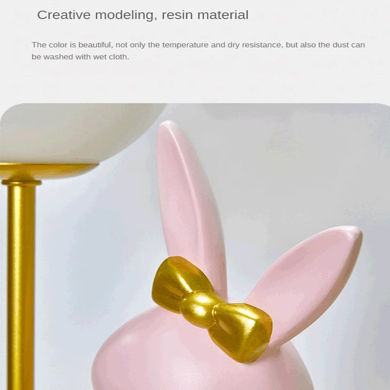 Nordic Rabbit Table Lamp Luxury Birthday Wedding Gift Nightlights Ins Cute Bunny Bedroom Decoration LED Atmosphere Night Light