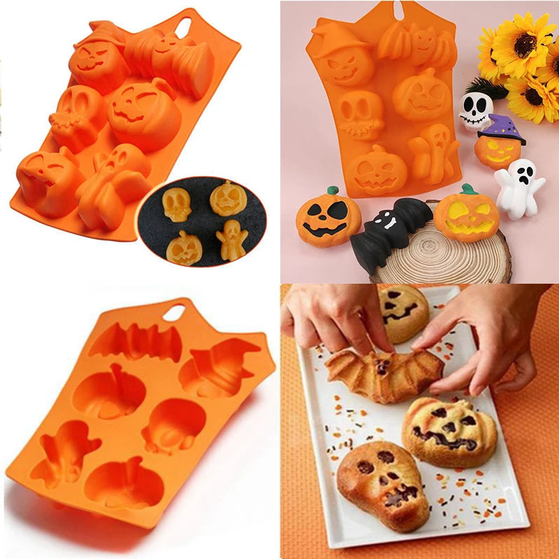 Pumpkin Halloween Silicone Mold for Cake Biscuit Candy Baking Skull Bat Spider Trick