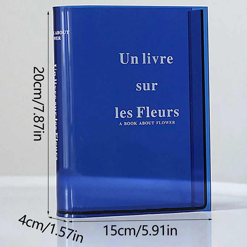 Book Transparent Acrylic Vase Clear Book Vase for Flowers INS Vase Table