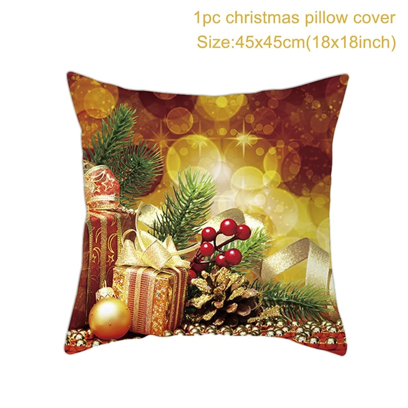 45cm Christmas Black Gold Cushion Cover Merry Christmas Decorations