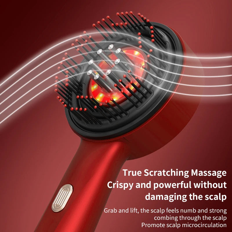 Electric Massage Comb Vibration Red Light Therapy Hair Growth Scalp Brush