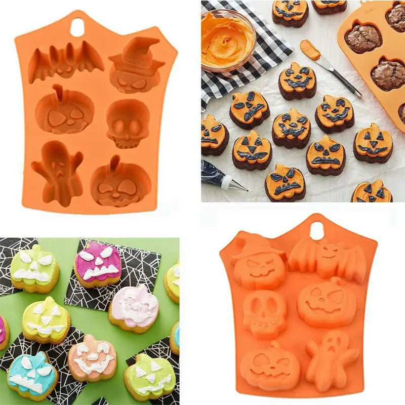 Pumpkin Halloween Silicone Mold for Cake Biscuit Candy Baking Skull Bat Spider Trick