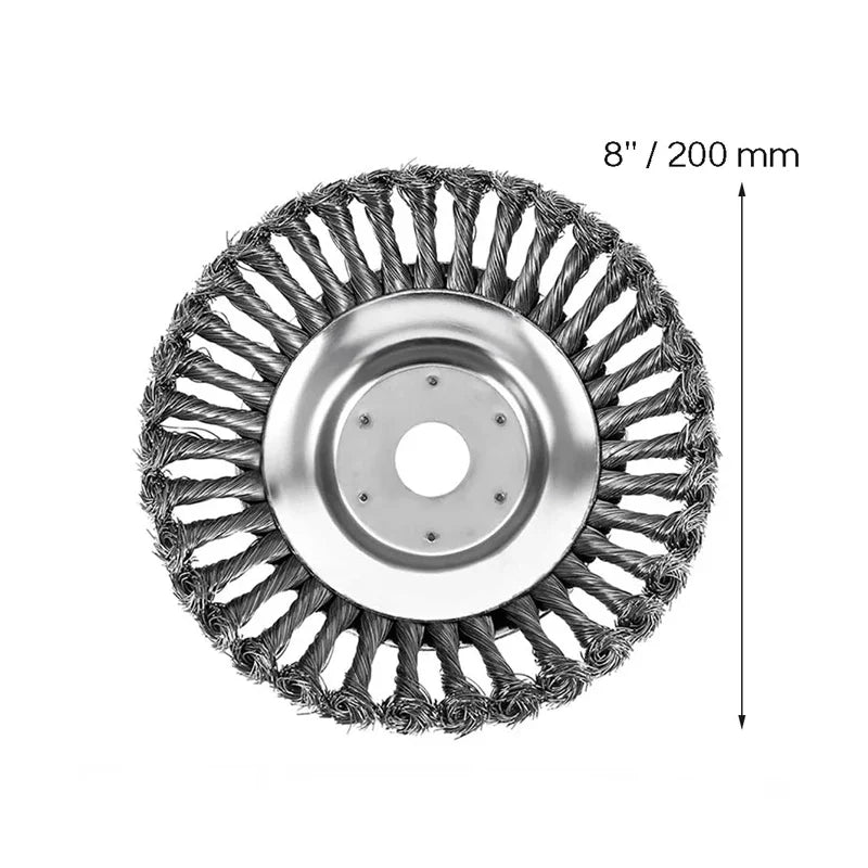 6/8inch Wire Brush Trimmer Head Steel Universal Grass Trimmer Blade Head with Lawnmower Blade Adapter Garden Tool