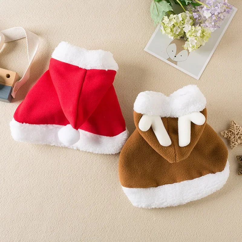 Funny Cat Christmas Costume Santa Cosplay Pet Christmas