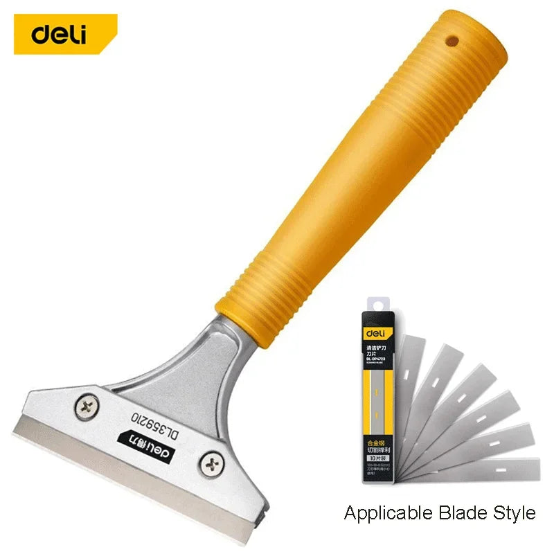 Deli New Good Quality Stainless Steel Wallpaper Paint Tiles Flooring Scraper 600 mm Remover With Blade Household Cleaning Tools