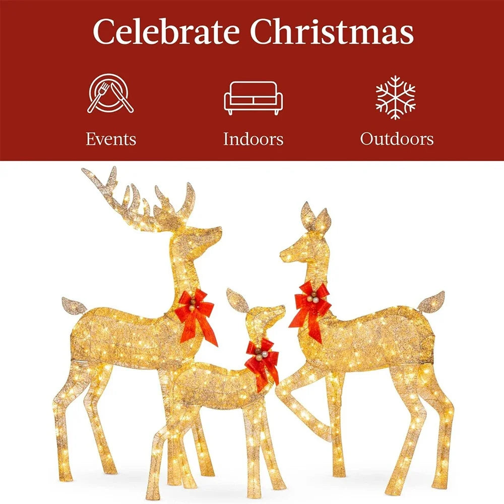 3Pcs Christmas Deer Decoration Light LED Reindeer