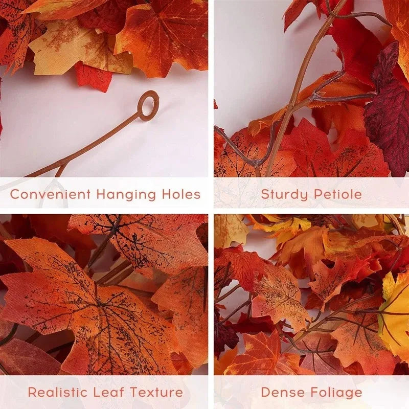 2M Artificial Fall Maple Leaf Garland Fake Plants Autumn Decor Leaves Vine