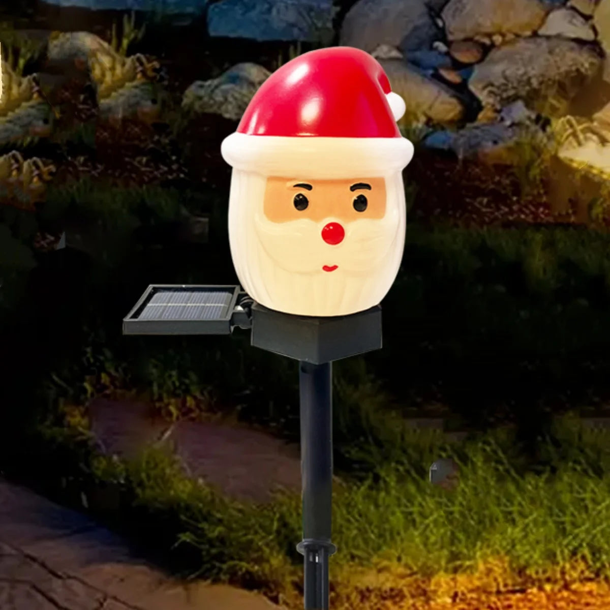 1pc Christmas Santa Claus & Snowman Landscape Lawn Solar Light