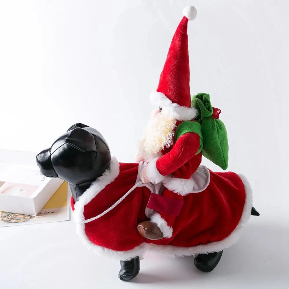 Christmas Dog Costume Funny Christmas Santa Claus Riding on Dog