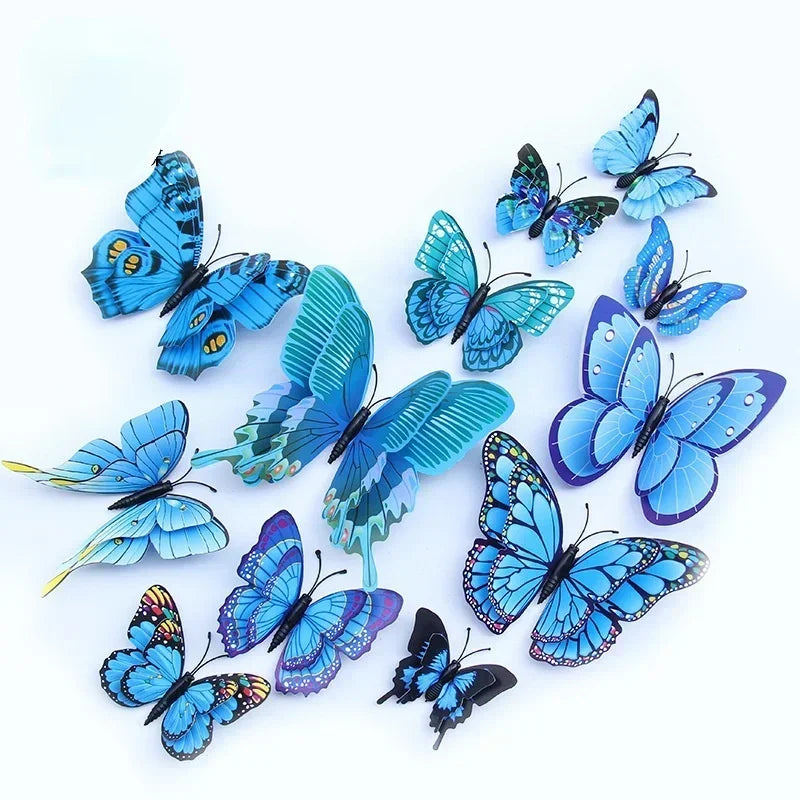 12pcs 3D Double Layer Butterflies Wall Stickers