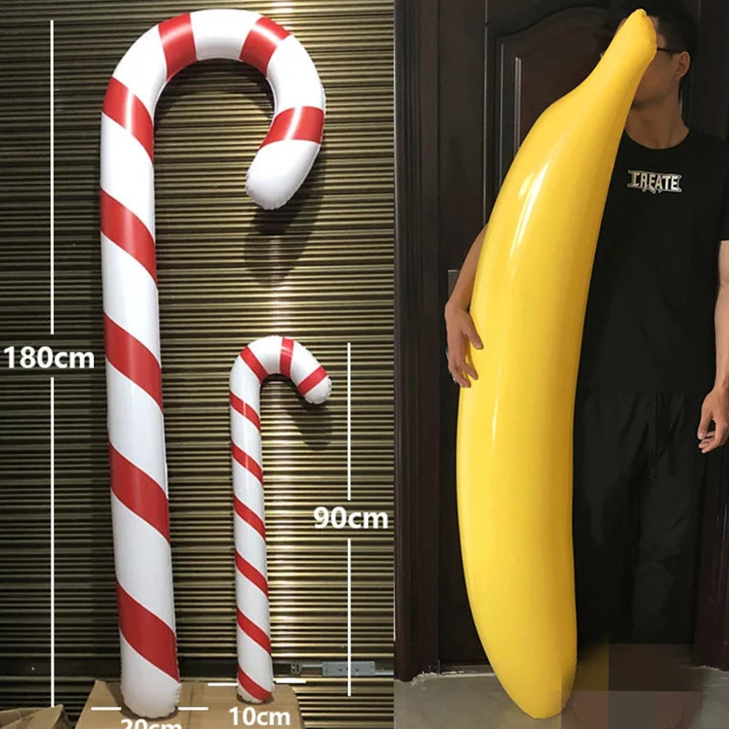 2024 Giant banana Decoration Inflatable Christmas Canes Lollipop Balloon