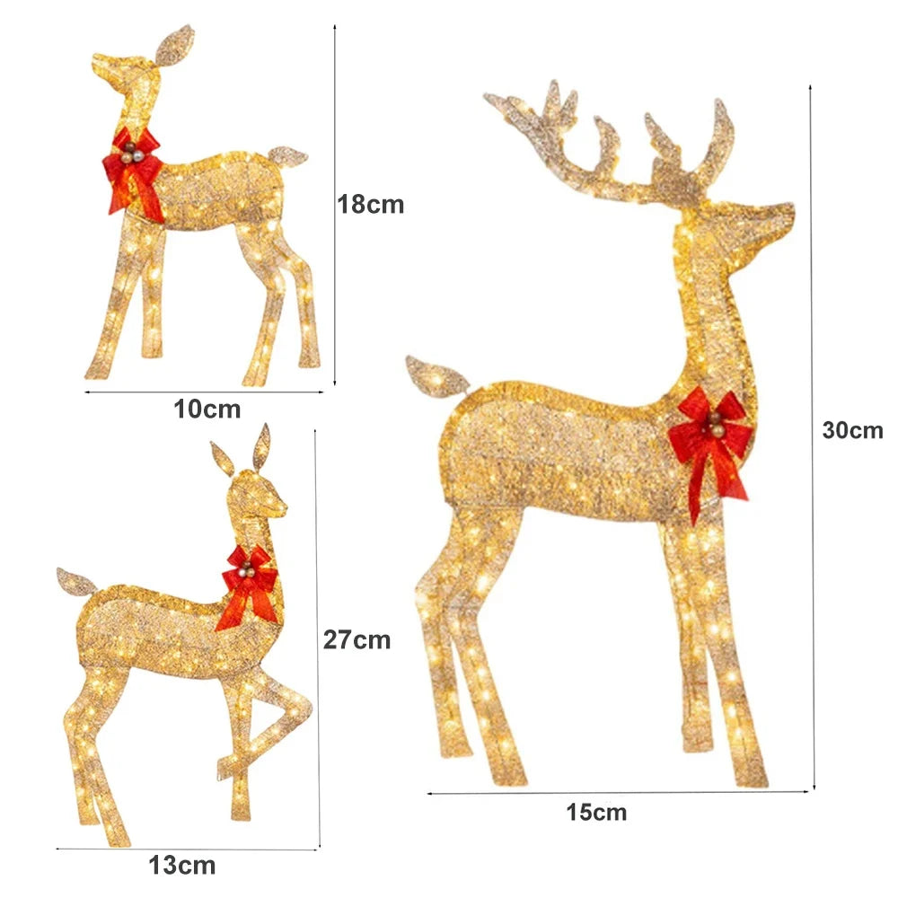 3Pcs Christmas Deer Decoration Light LED Reindeer