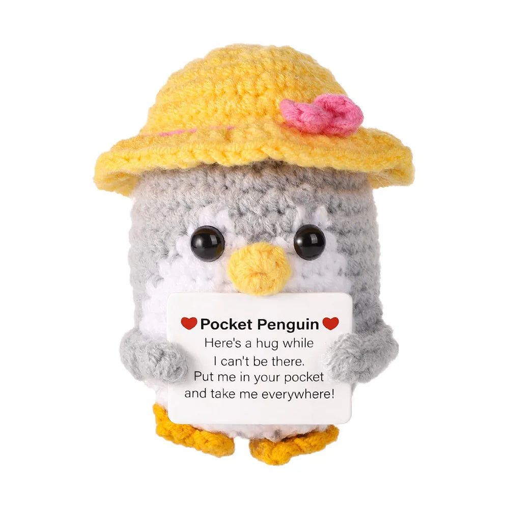 Cute Positive Energy Penguin Doll with Encouraging Card Knitted Penguin dolls