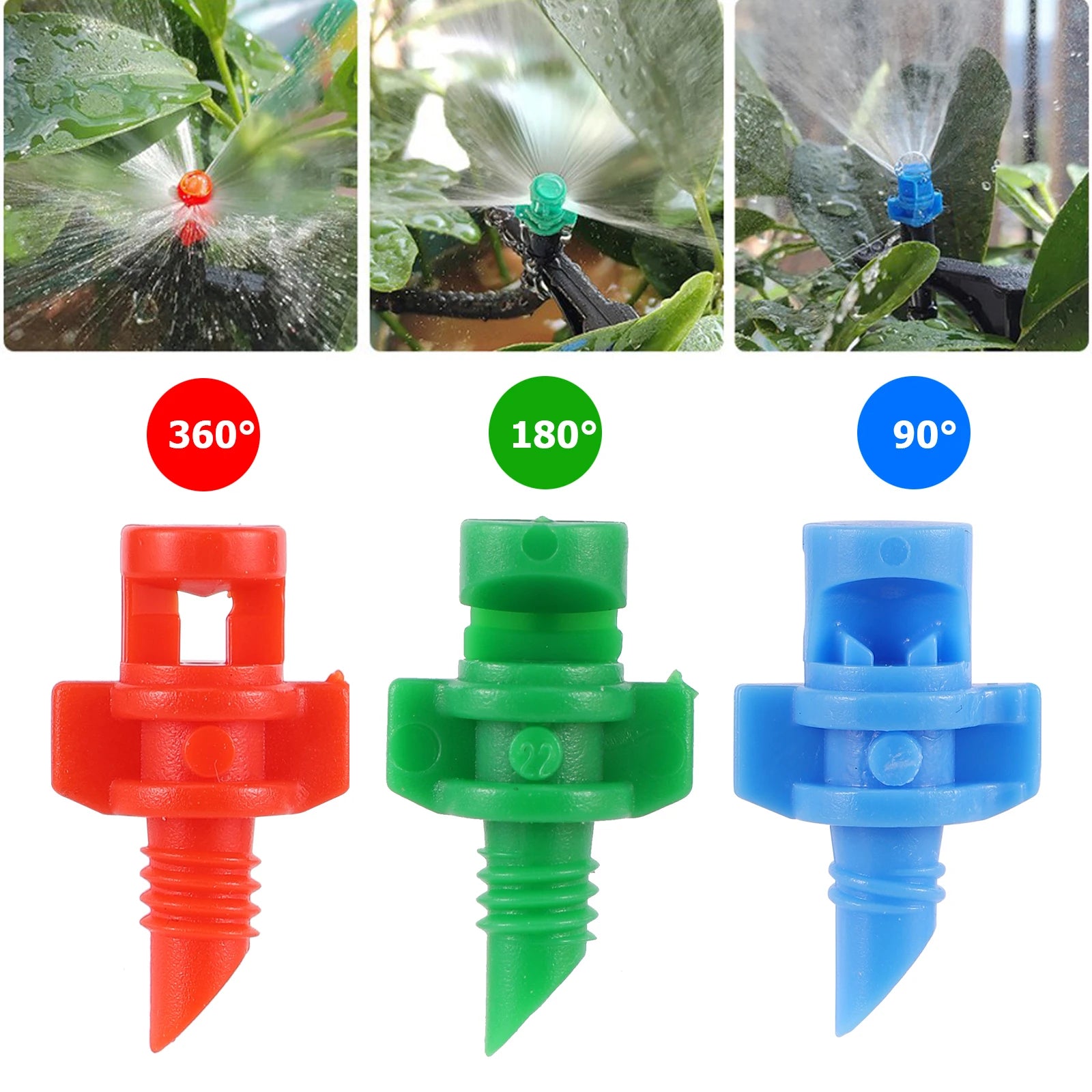 100Pcs 90°180°360°  Micro Nozzles Garden Greenhouse Drip Irrigation Sprinkler