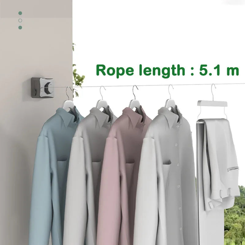 Wall Mounted Invisible Retractable Clothesline Adjustable Laundry Line Clothes Drying Hanger