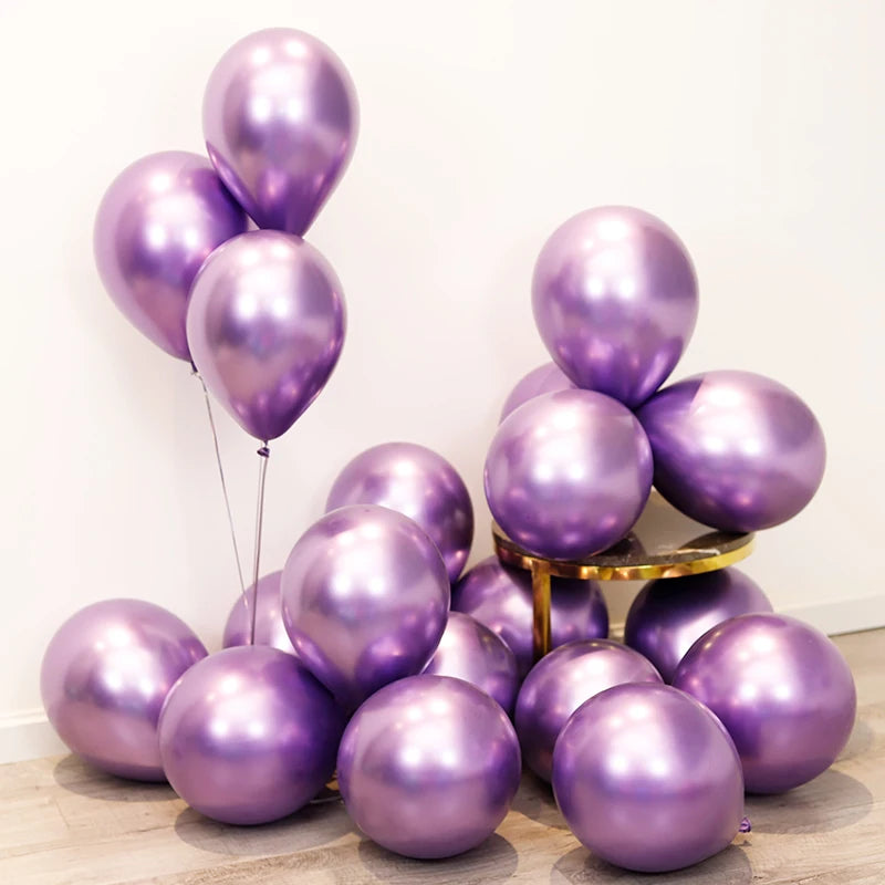 10pc Confetti Balloons Chrome Metallic Latex Transparent Helium Balloon