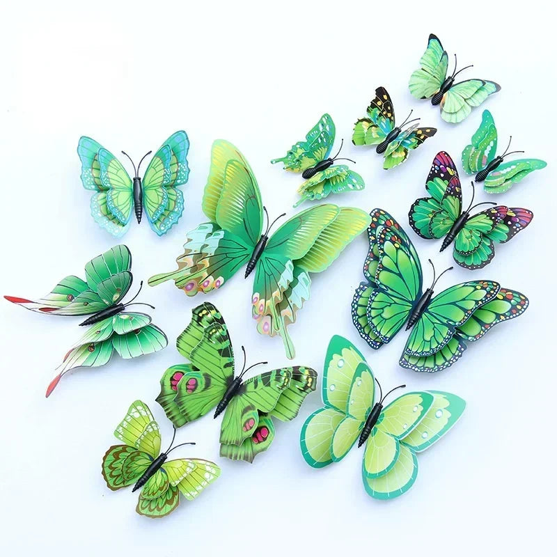 12pcs 3D Double Layer Butterflies Wall Stickers